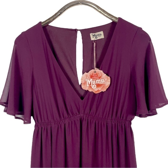 SHOW ME YOUR MUMU EMILY EMPIRE FLUTTER SLEEVE CHERRY RED MAXI BRIDESMAID DRESS - Picture 7 of 15